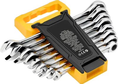 Obrázek produktu pro SucceBuy 8dílná sada očkoplochých klíčů, ráčnový klíč s organizérem, metrická ocel Cr-V 8 mm až 19 mm, ideální pro domácnost, garáž, dílnu, opravy aut, nouzové situace