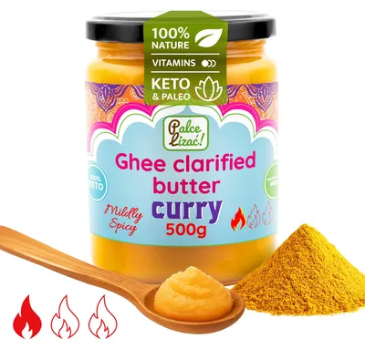 Produktbild von PALCE LIZAĆ Ghee Butter Curry mild würzig 500 g Geklärte | Ayurveda, Laktosefrei, Glutenfrei