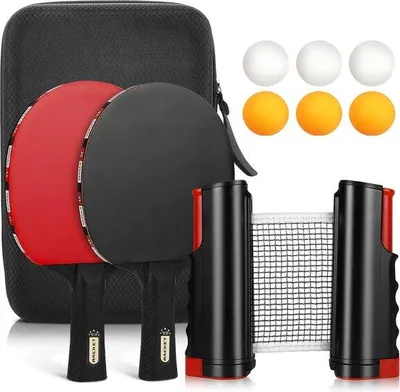 Productafbeelding van Famanu Tafeltennisset met rackets, ballen en net – Complete set voor speelplezier – Geschikt voor binnen- en buitengebruik