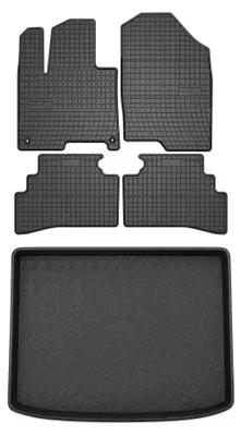 Image de Tapis en caoutchouc + bac de coffre pour Kia Sportage V 2021- (plancher bas) – 5 pièces, noirs, sur mesure