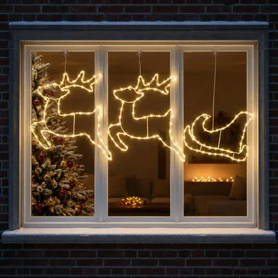 Imagen del producto de Decoración navideña de reno y trineo LOVIISA 180 LED
