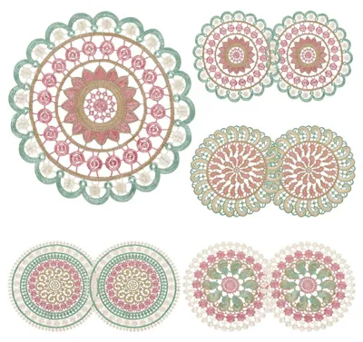 Zdjęcie produktu dla 8 sztuk kolorowych szydełkowanych podkładek 29 cm - Retro podkładki na stół