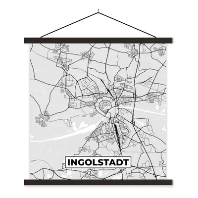 Produktbild von MuchoWow® Textilposter Karte - Stadtplan - Deutschland - Ingolstadt - Karte 60x60 cm mit schwarzem Rahmen - Posteraufhänger