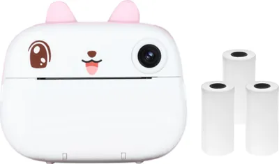 Obrázok produktu pre Detský fotoaparát, termálna tlačiareň okamžitá tlačiareň, 2,4'' obrazovka, duálny fotoaparát, 1080P video záznam, s 3 kotúčmi tlačového papiera + 32G pamäťová karta + čítačka kariet