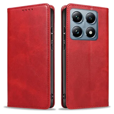 Produktbild von Handyhülle für Xiaomi 14T Pro Kunstleder Flip Cover Hülle Klapphülle Case Kartenfach Farbe: Rot