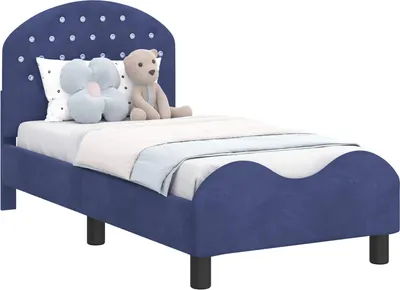 Produktbild von vidaXL Kinderbettgestell mit Kopfteil Polizeiblau 70 x 140 cm Samt