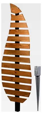 Produktbild von Rankhilfe Komplexus in Blattform zweifarbig aus Holz - Stehendes Rankgerüst mit Pfahl für den Garten - Pflanzstütze für Kletterpflanzen