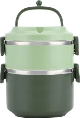 Zdjęcie produktu dla Izolowane pudełko na lunch ze stali nierdzewnej 1,7 l | Dwupoziomowe pudełko bento i przenośny pojemnik na żywność do biura, szkoły i podróży