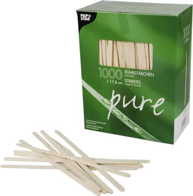 Produktbild von PAPSTAR Rührstäbchen "pure" Länge 178 mm aus Holz