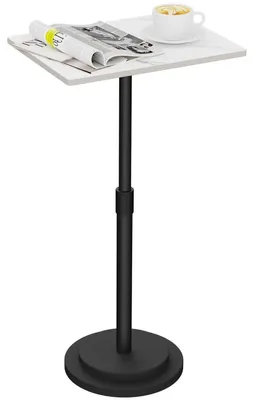 Image de Petite table d'appoint, hauteur réglable, blanche, rectangulaire, 45-78 cm de hauteur. Montage facile