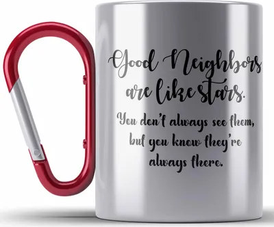 Produktbild von Trendation - Bester Nachbar Geschenk für Nachbarn Edelstahl Tasse Karabiner Geschenkidee Beste Nachbarn der Welt Nachbarin (Rot)