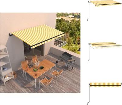 Obrázek produktu pro automatická zatahovací markýza vidaXL 450x350 cm žlutá a bílá - Markýzy