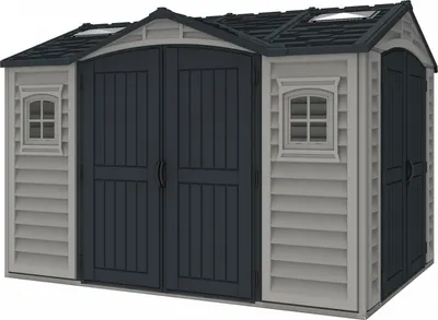 Image de DURAMAX Apex Pro Abri de jardin 7,6 m² + structure du sol, vinyle, - gris/anthracite DURAMAX 40116