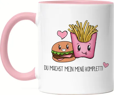 Produktbild von Du Machst Mein Menü Komplett Tasse Rosa Valentinstag Freundin Freund Süß Geschenkidee Paar Liebe Couple Jahrestag