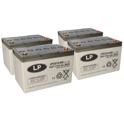 Image de Batterie plomb-gel 4x 12V 60Ah compatible avec les fauteuils roulants E-Mobiles pour personnes âgées, etc.