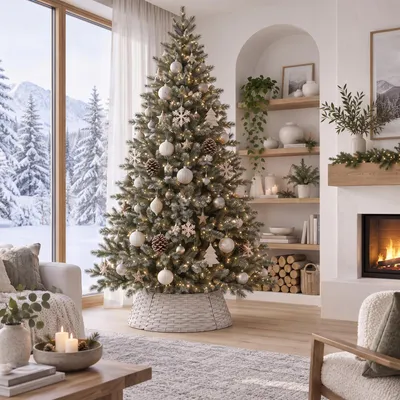 Produktbild von Salcar 66 cm Weihnachtsbaumrock Abdeckung Christbaumständer aus Poly-Rattan, Hellgrau
