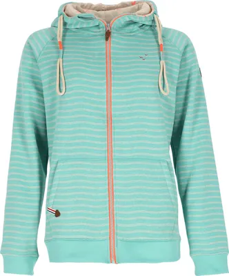 Produktbild von modAS Damen Sweatjacke mit Kapuze - Gestreifte Kapuzenjacke in Mint Größe L