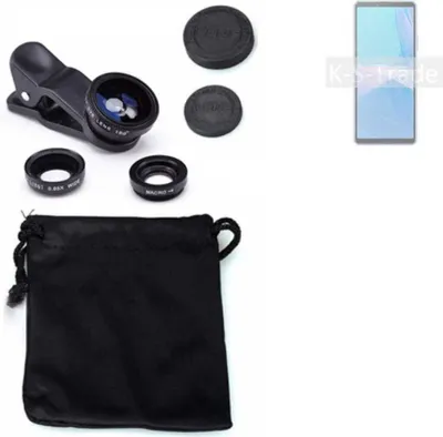 Produktbild von K-S-Trade Smartphone Kamera Linsen Set Kompatibel mit Sony Xperia 10 III 3in1 Clip-On Kamera Adapter Macro Weitwinkel FishEye Fischauge Objektiv Linse