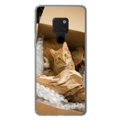 Produktbild von MuchoWow® Handyhülle Schutzhülle Hülle für Huawei P40 Lite Katze - Box - Rot Silikon Softcase Handy Hülle - Handy