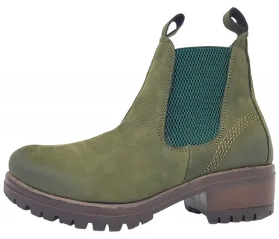 Productafbeelding van Lazamani dames sloffen, Chelsea model, damesschoenen, enkellaarsjes, gevoerd, groen