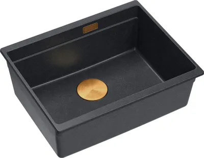 Produktbild von QUADRON Spülbecken 1-Becken Spüle | Größe: 59,5 x 45,1 x 21,5 cm | LOGAN 100 | Küchenspüle Granitspüle aus GraniteQ mit Siphon | Schwarz + Kupfer
