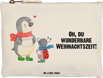 Produktbild von Mr. & Mrs. Panda Federtasche Smörle Winterzeit Größe M - Weiß - Geschenk, Weihnachten, toiletry bag, Etui, Grüße, Weihnachtszeit, Mäppchen, Federmappe, Weihnachtsgruß