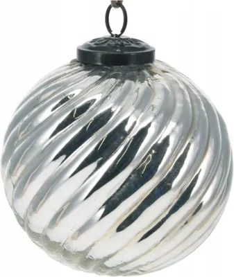 Image de Boule de Noël argentée verre 10 cm 1 pièce