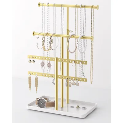 Produktbild von Minicee Schmuckständer Gold Schmuckbaum Organizer für Halsketten Armbänder