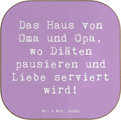 Produktbild von Mr. & Mrs. Panda Tischschoner Spruch Großelternliebe - Lavendeltraum - Geschenk, Untersetzer für Gläser, handgemacht, Jubiläen, Weisheit, Familienmitglieder, Großeltern