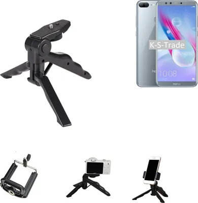 Produktbild von K-S-Trade Stativ Tisch-Ständer Dreibein Handy-Stativ Ständer kompatibel mit Huawei Honor 9 Lite Mini-Stativ Smartphone Tripod Handy-Stativ aus