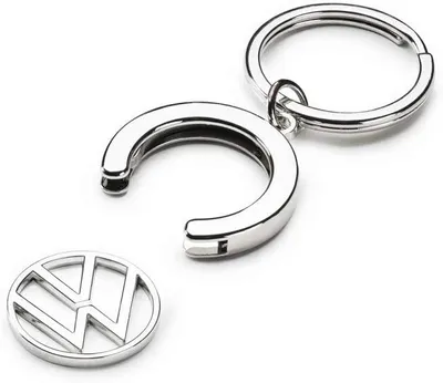 Original VW Schlüsselanhänger Schlüssel Logo + Einkaufswagen Chip – Produktansicht