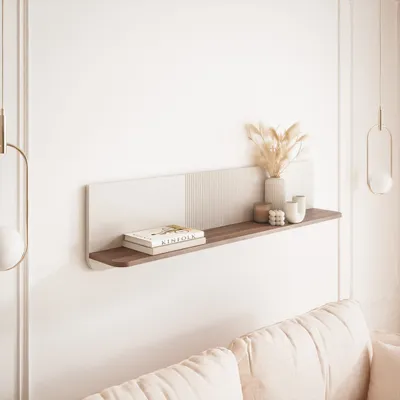 Produktbild von Wandregal NAVANI Bücherregal Wand Regal Hängeregal Wohnzimmer Schweberegal Kaschmir + Nussbaum
