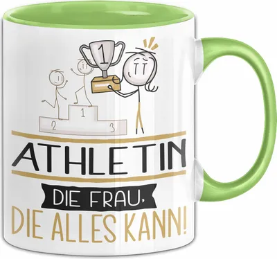 Produktbild von Athletin Geschenk Tasse Becher Die Frau Die Allen Kann Geschenkidee für eine Athletin Lustig (Grün)