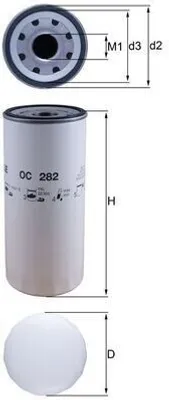 Produktbild von Ölfilter MAHLE OC 282 Anschraubfilter passend für MERCEDES-BENZ ACTROS MP4 / MP5 ATEGO MK für VOLVO 7700 für SUBARU IMPREZA Schrägheck (GR, GH, G3)