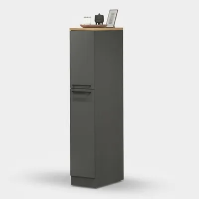 Produktbild von Apothekerschrank mit 2 Gewürzschubladen für moderne Küche 30x60x164,5 Trym - Grau - Eiche