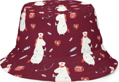 Produktbild von Mr. & Mrs. Panda Bucket Hat Einhorn Krankenschwester Größe S/M - Rot - Geschenk, Krankenpflegerin, Fischerhut, Ärztin, Sonnenhut, Schlapphut, Anglerhut, Boonie