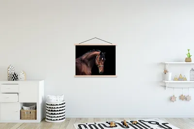 Produktbild von MuchoWow® Textilposter Pferd - Halfter - Braun 60x45 cm mit holzfarbenen Rahmen - Bild