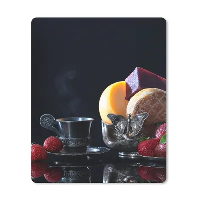 Produktbild von MuchoWow® Mauspad Mousepad Rustikal - Obst - Käse - Tisch - Stilleben 30x40 cm - Mousepads - Maus Mat - Pad - Mausunterlage - Mausmatten