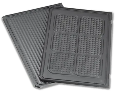 Produktbild von Grillplatte unten, geriffelt / Waffelmuster (anthrazit, für Kontaktgrill PG 4.3, PG 4.4)