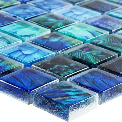 Produktbild von Glasmosaik Fliesen Peafowl Blau 23