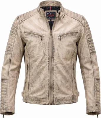 Produktbild von Eine Herren-Bikerjacke aus Lammleder mit Vintage-Optik und taillierter Passform