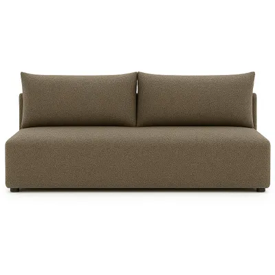 Zdjęcie produktu dla Sofa Sofello LUNO boucle z funkcją spania Beżowa - Nowoczesna sofa boucle do salonu, powierzchnia spania: 204×144 cm
