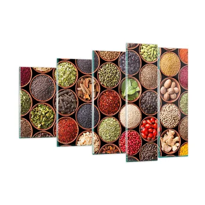 Produktbild von Bilder auf glas - Gewürz Küche - 150x100cm - Glasbilder - Wandbilder - Kunstdruck - zum Aufhängen bereit - Wanddekoration aus Glas - Glas Bilder - Wandbild auf Glas - 5 Teile - GEG150x100-3600