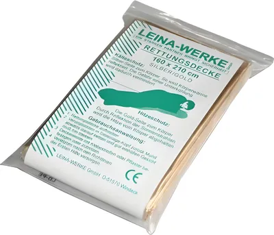 Produktbild von LEINA Rettungsdecke 1.600 x 2.100 mm silber/gold