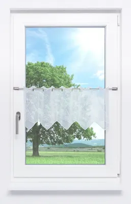 Produktbild von Scheibengardine Plauener Spitze - Wabenmuster  (Bx H) 211.90cm * 30cm Weiß/reinweiß