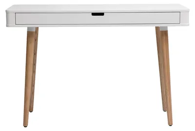 Produktbild von Miliboo - Schreibtisch skandinavisches Design Weiß und Holz L115 cm TOTEM