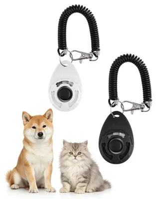 Produktbild von Hundeklicker 2 Stück Schwarz + Weiß für Tiertraining mit Handschlaufe