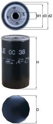 Produktbild von Ölfilter MAHLE OC 38 Anschraubfilter für AUDI A4 Limousine (8D2, B5) A4 Limousine (8E2, B6)