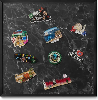 Produktbild von Magnetwand 50x50 cm – Schwarzer Rahmen – Eleganter Schwarzer Marmor – Magnettafel, Memoboard – Wandmontage, Büro