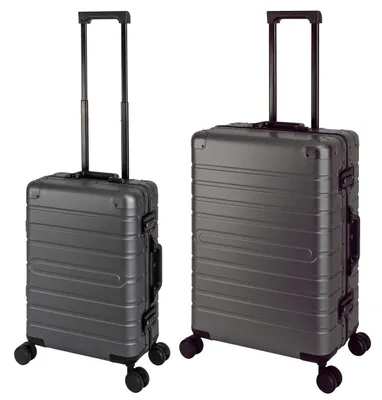 Immagine prodotto di Travelhouse Oslo Set di valigie da viaggio in 2 pezzi in 100% alluminio in antracite Valigia a mano S 44L e valigia M 70L